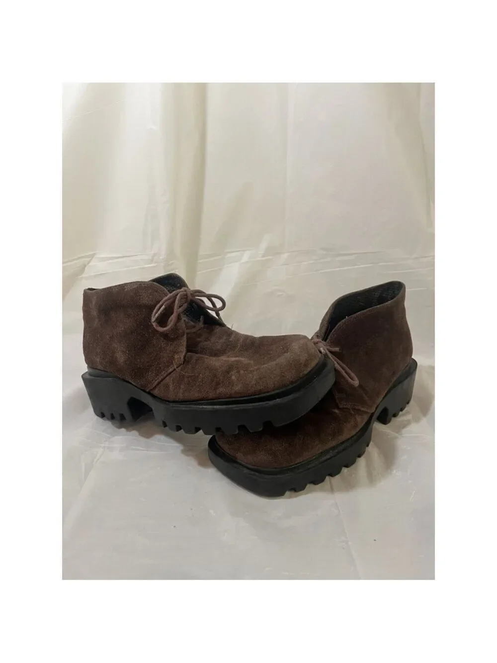 Colin Stuart vintage chunky Platform Loafer Brown Suede Y2K 90's